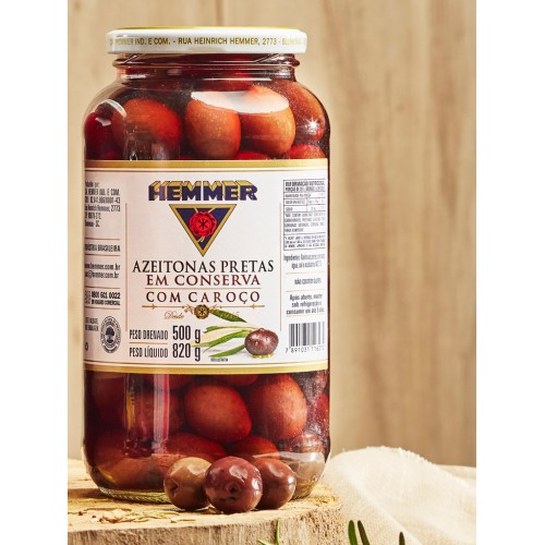 AZEITONAS PRETAS COM CAROÇO - 500G